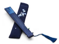 Handfächer Ai Kagetsu, Indigo-Blau 5 Handfächer Ai Kagetsu, Indigo-Blau – Bild 3