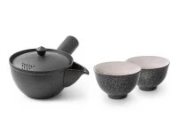 Japanisches Teeservice Siboridashi Kokurei, 3-teilig, Banko Yaki