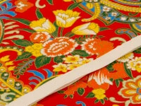 Japanpapier Chiyogami, Blumenstrauß Auf Rot 3 Japanpapier Chiyogami, Blumenstrauß Auf Rot